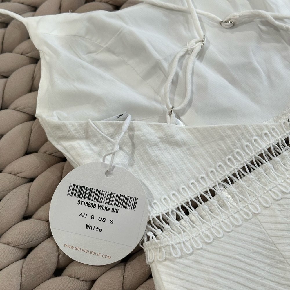 Selfie Leslie White Lace-Trim High-Low Spaghetti Strap Dress - Picture 3 of 3